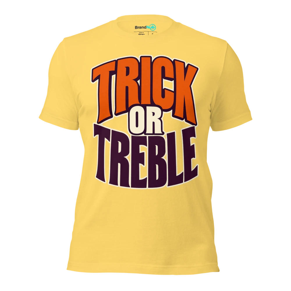 TRICK OR TREBLE T Shirt Yellow Front