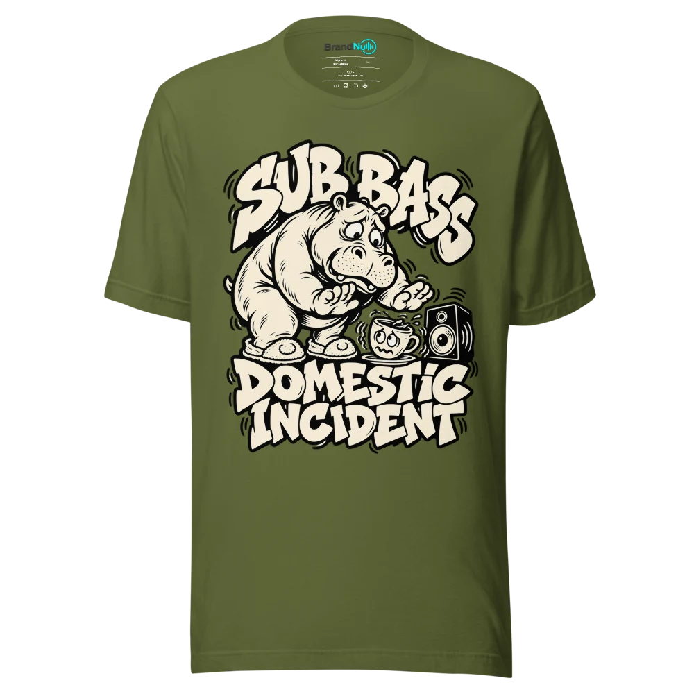 SUB BASS DOMESTIC INCIDENT T Shirt Olive Front