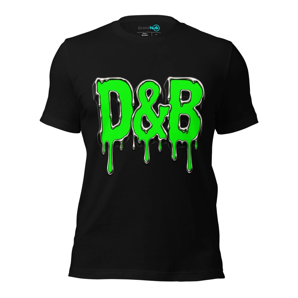 Dripping Logo Drum and Bass T Shirt Liquid DnB Green Screen Edition