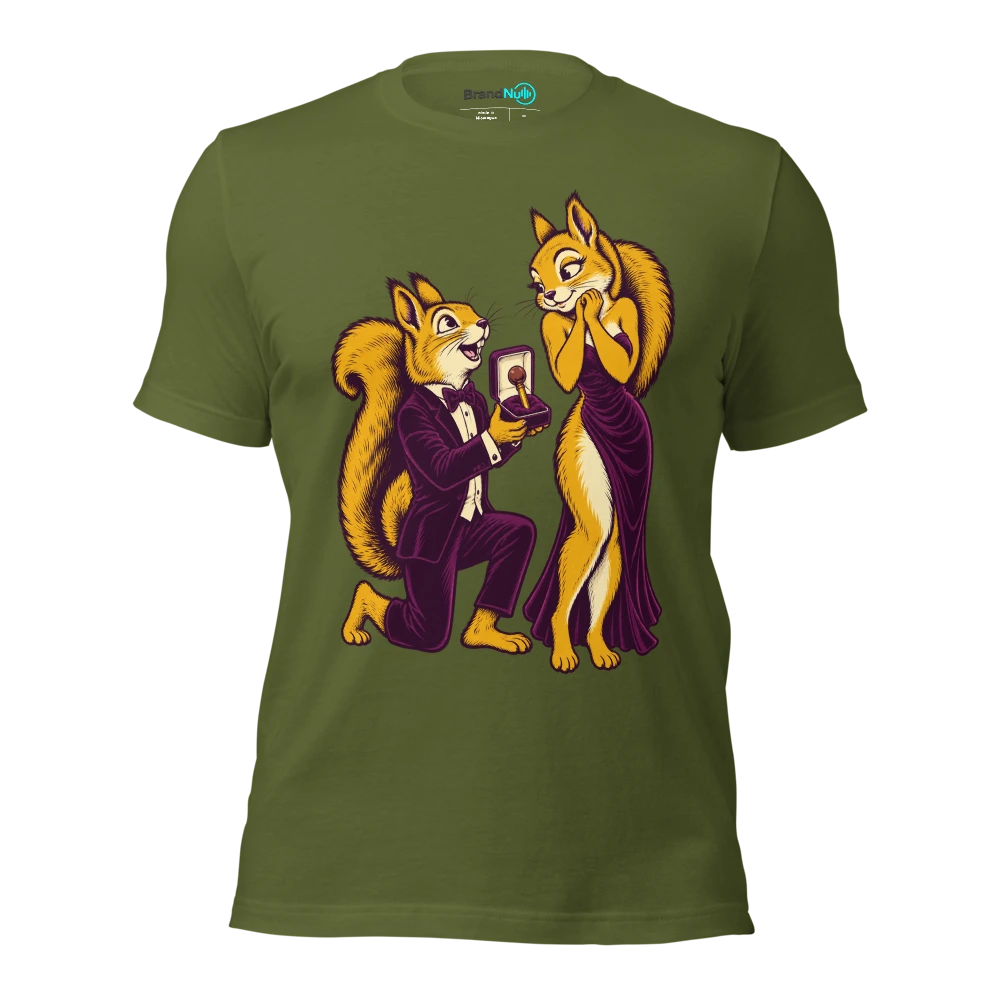 Squirrel offering a violin peg in a velvet gift box T Shirt Olive Front