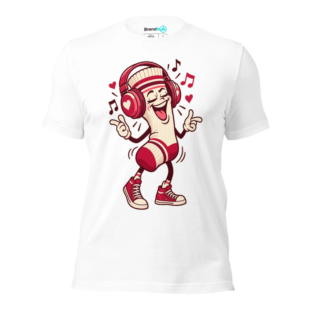 THE SINGLE SOCK HAS EXCELLENT MUSIC TASTE T Shirt White Front