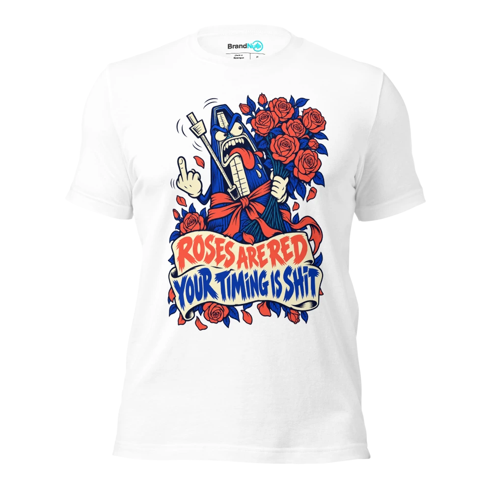 ROSES ARE RED YOUR TIMING IS SHIT T Shirt White Front