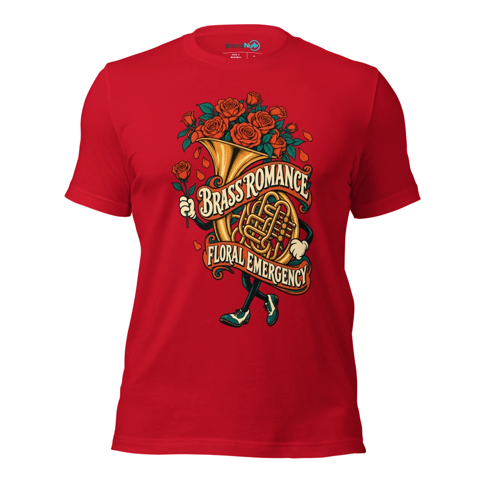 BRASS ROMANCE FLORAL EMERGENCY T Shirt Red Front