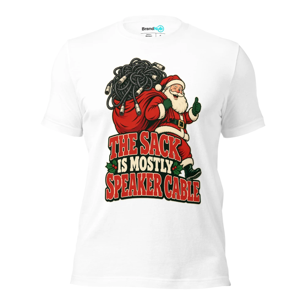THE SACK IS MOSTLY SPEAKER CABLE T Shirt White Front