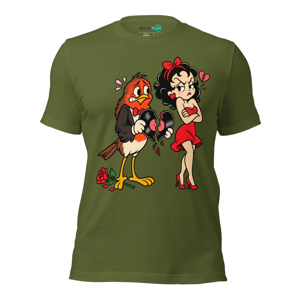 THE ROBIN HAS DELIVERED THE WRONG LOVE SONG T Shirt Olive Front