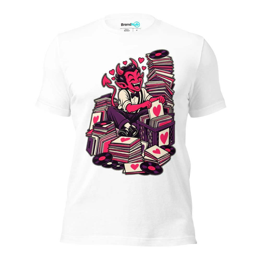 THE BREAKUP DEMON HAS A SUSPICIOUSLY GOOD LIBRARY T Shirt White Front