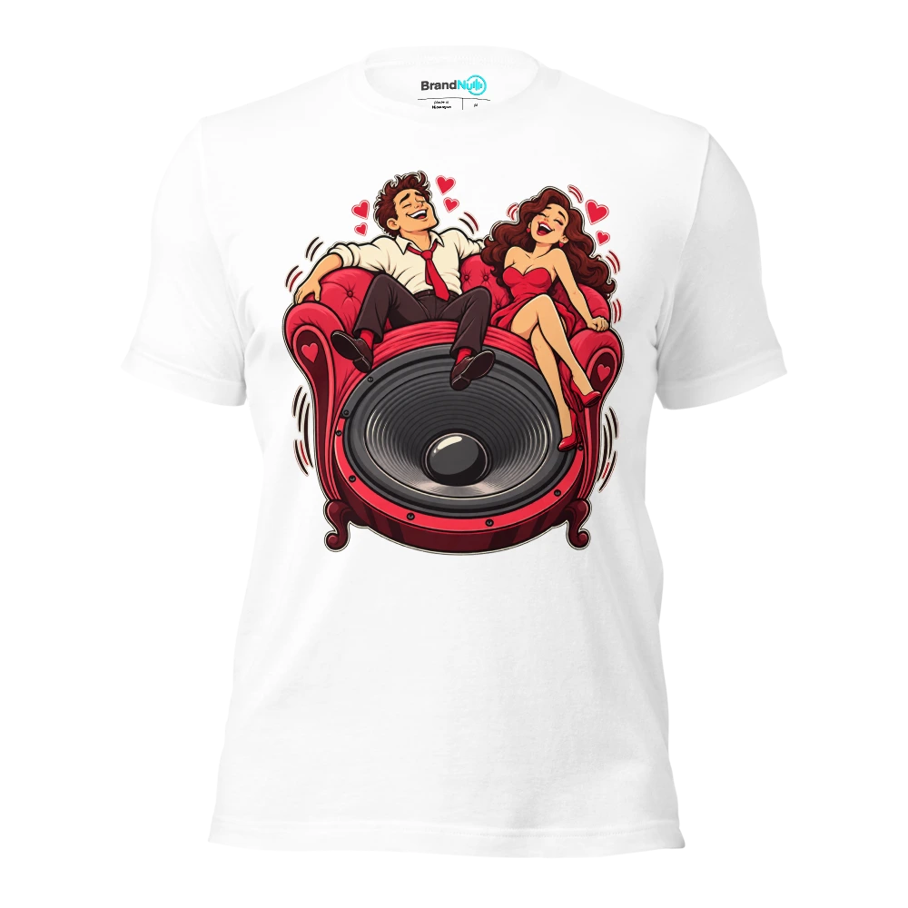 THE LOVE SEAT HAS A BASS PORT T Shirt White Front