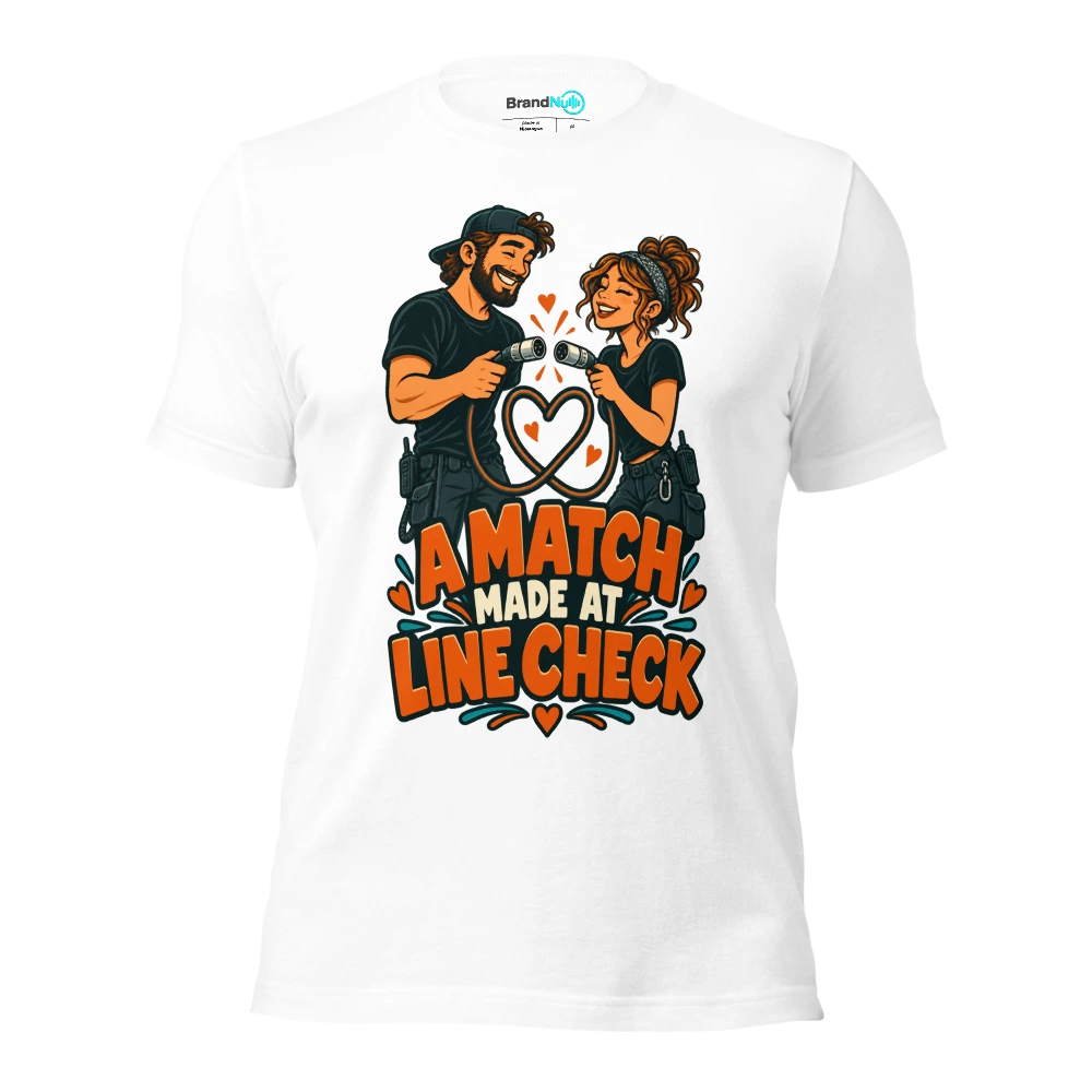 A MATCH MADE AT LINE CHECK T Shirt White Front