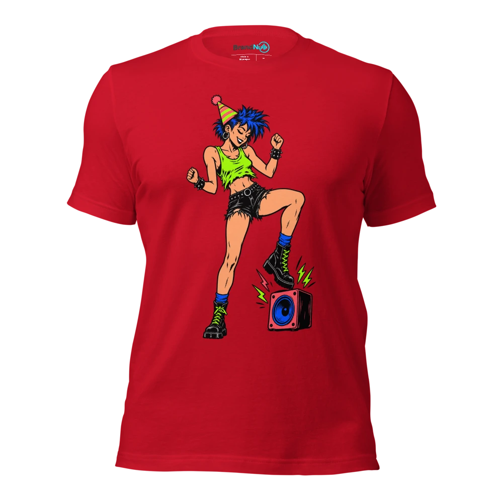 MY DANCEFLOOR EXPERIENCE NOW INCLUDES STRETCHING T Shirt Red Front