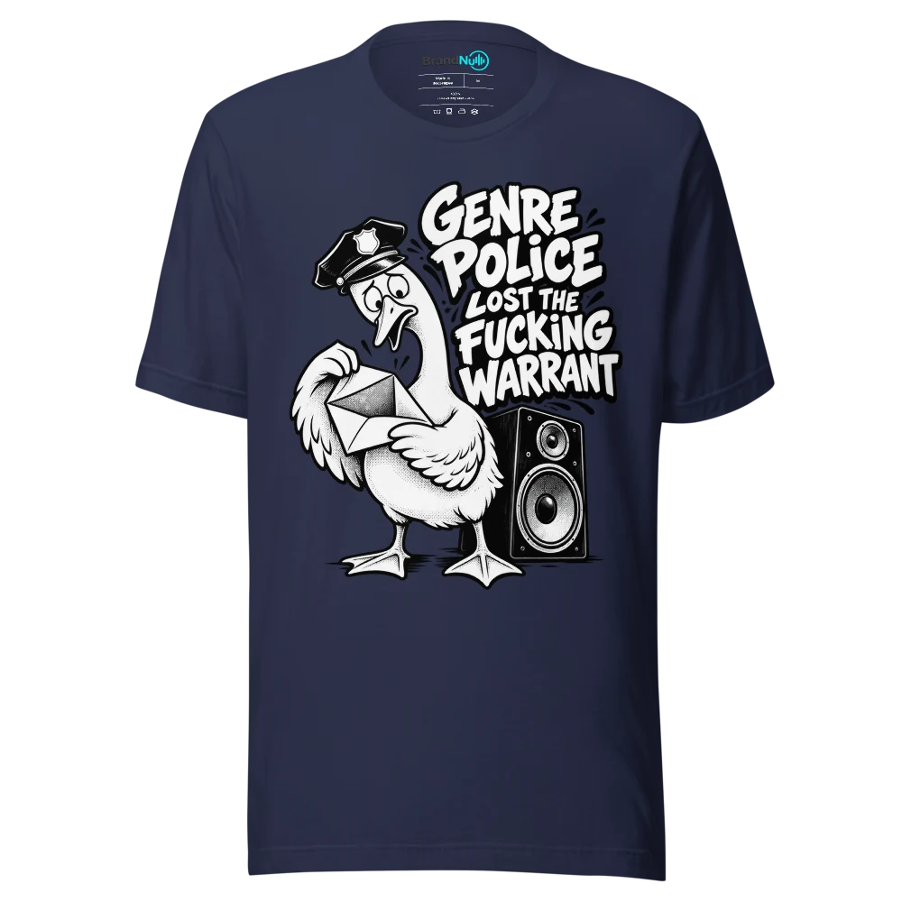 GENRE POLICE LOST THE FUCKING WARRANT T Shirt Navy Front