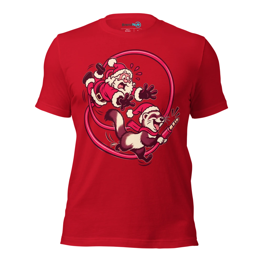 THE FESTIVE FERRET HAS STOLEN THE AUX T Shirt Red Front