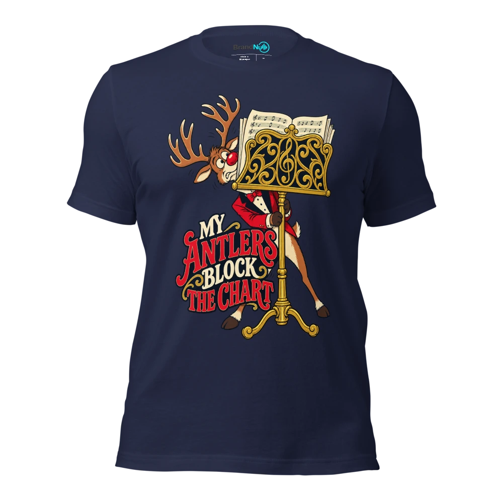 MY ANTLERS BLOCK THE CHART T Shirt Navy Front