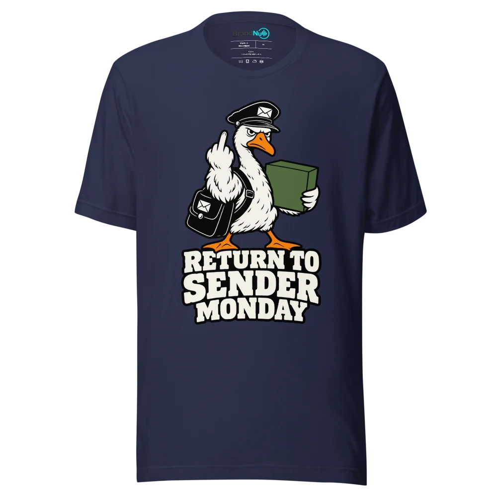RETURN TO SENDER MONDAY T Shirt Navy Front