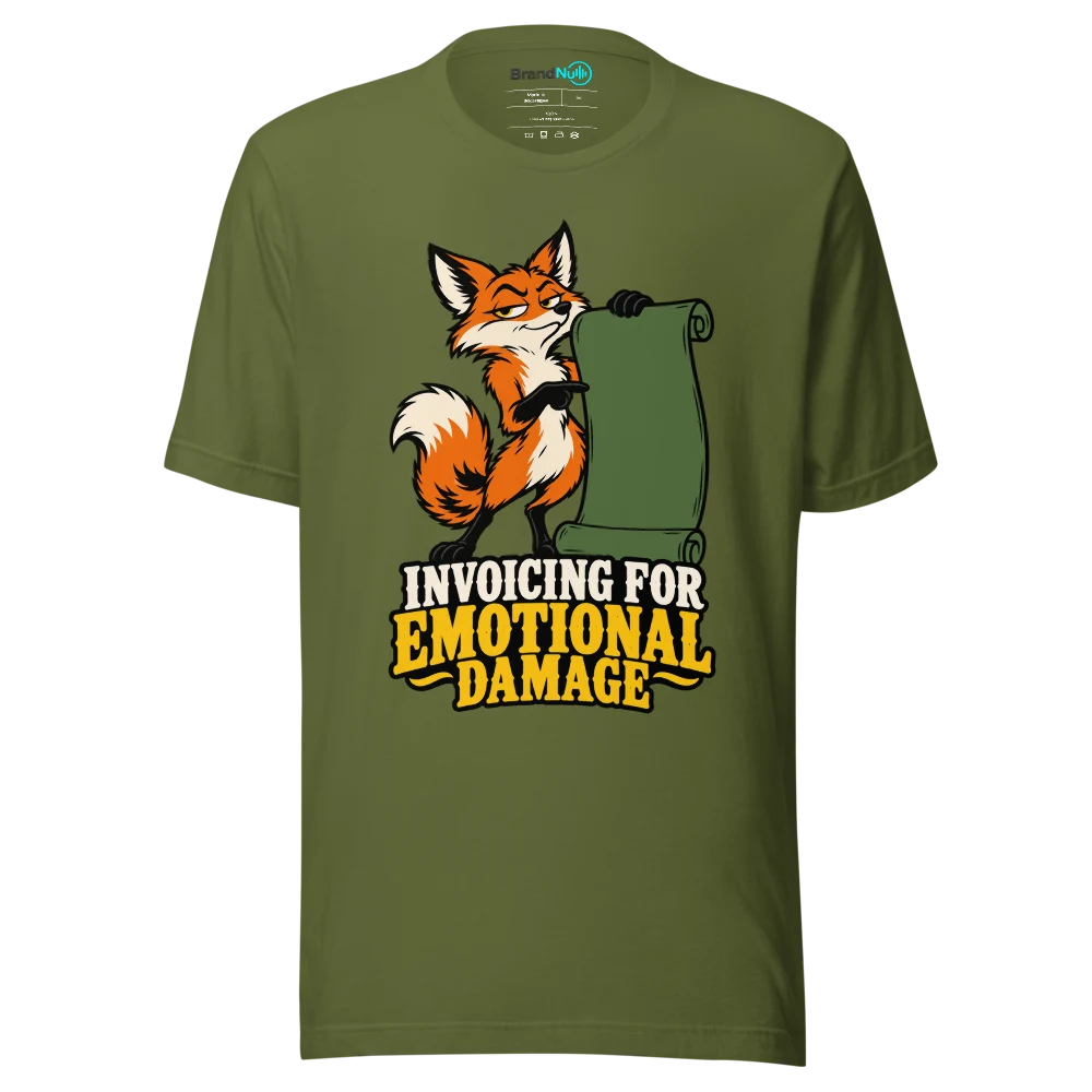 INVOICING FOR EMOTIONAL DAMAGE T Shirt Olive Front