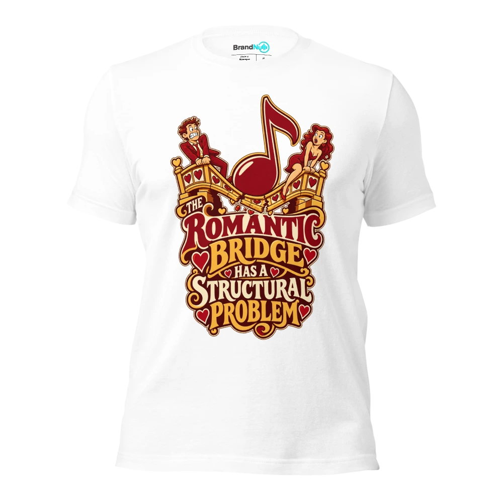 THE ROMANTIC BRIDGE HAS A STRUCTURAL PROBLEM T Shirt White Front