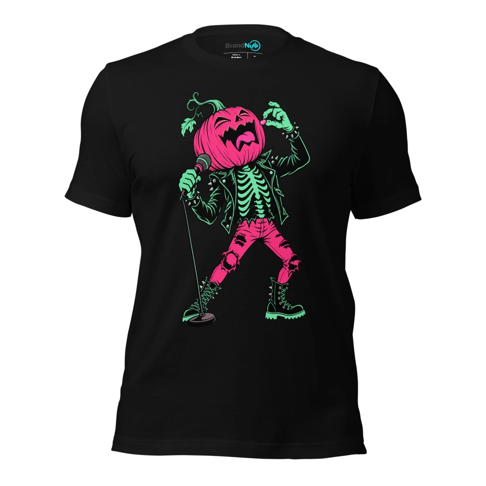 Pumpkin singer eating a very small throat lozenge T Shirt Black Front