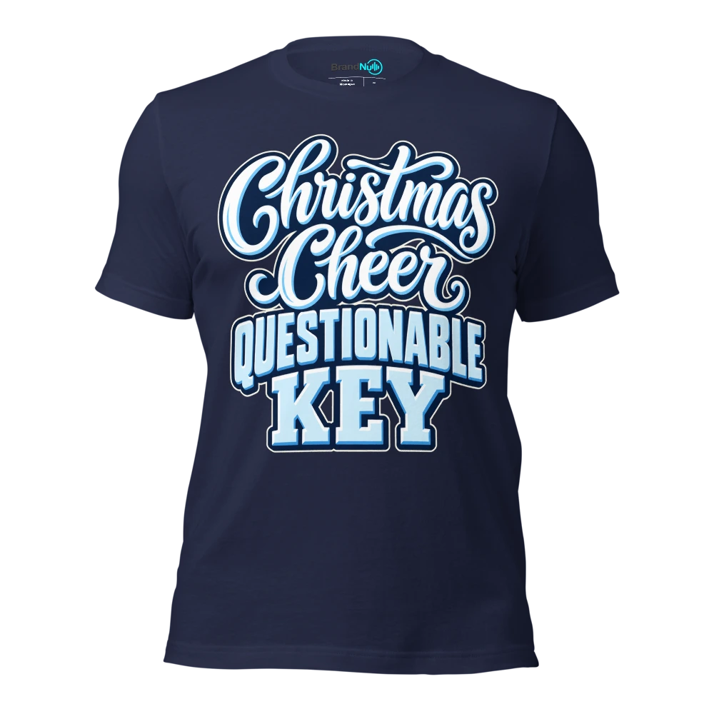 CHRISTMAS CHEER QUESTIONABLE KEY T Shirt Navy Front