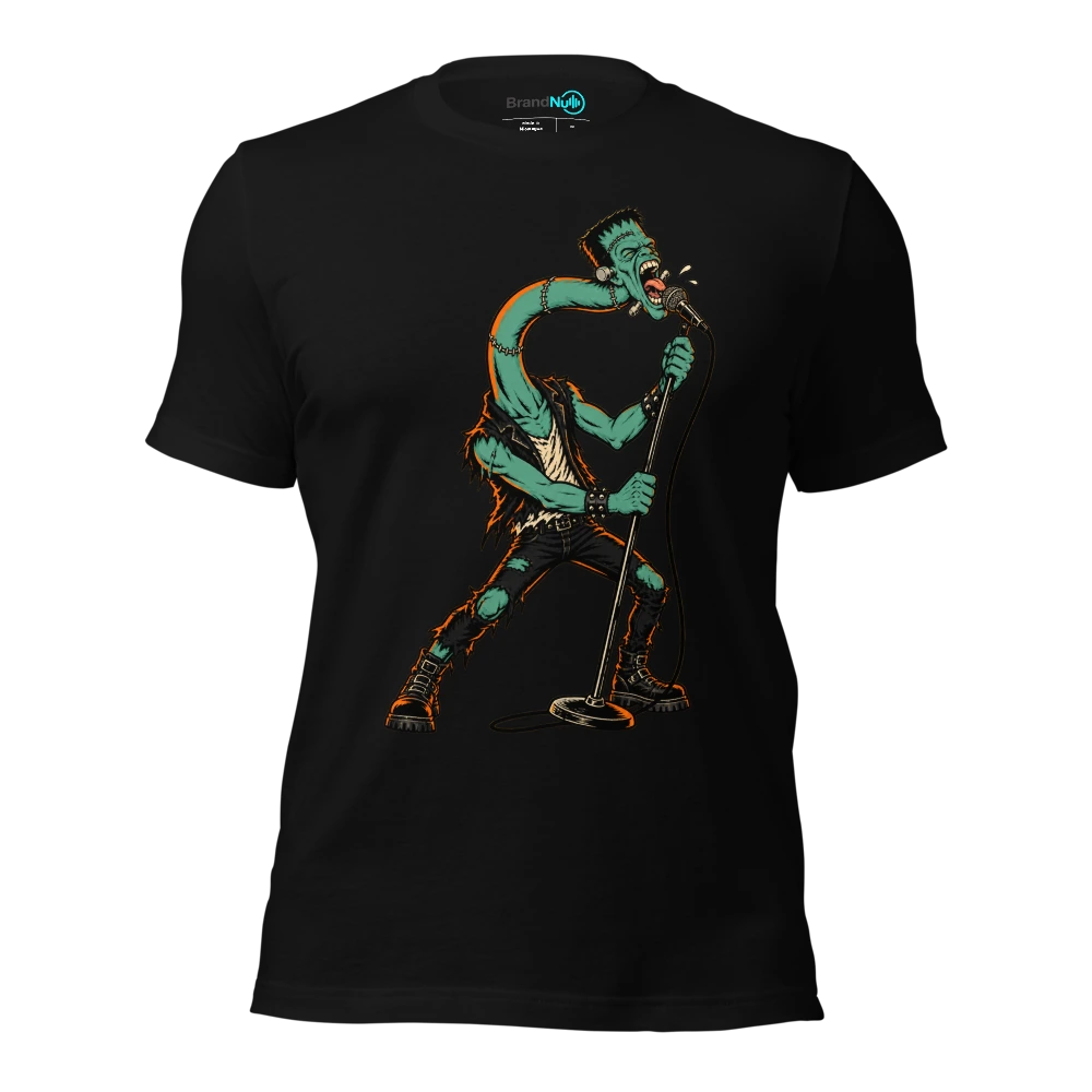 THE MONSTER HAS MORE NECK THAN MIC TECHNIQUE T Shirt Black Front
