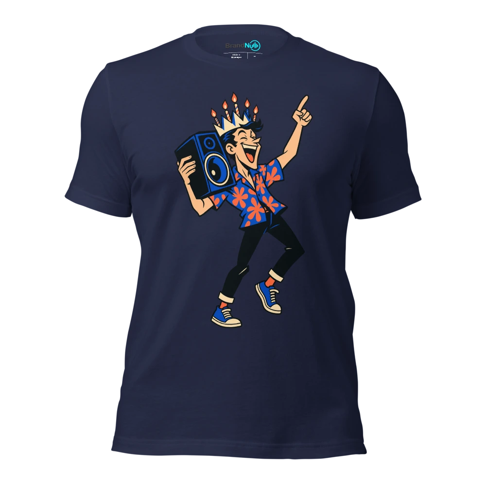 BORN TO DROP BASS FORCED TO COUNT CANDLES T Shirt Navy Front