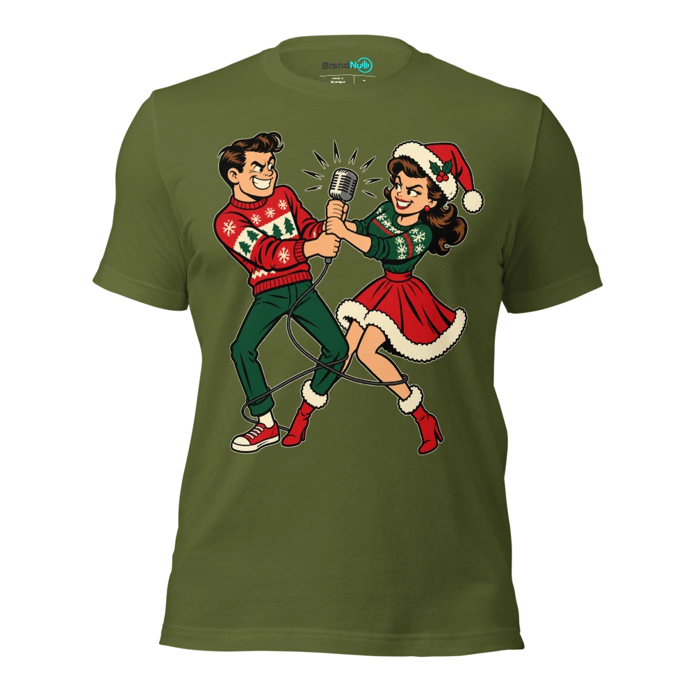 FAMILY HARMONY ENDS AT THE MICROPHONE T Shirt Olive Front