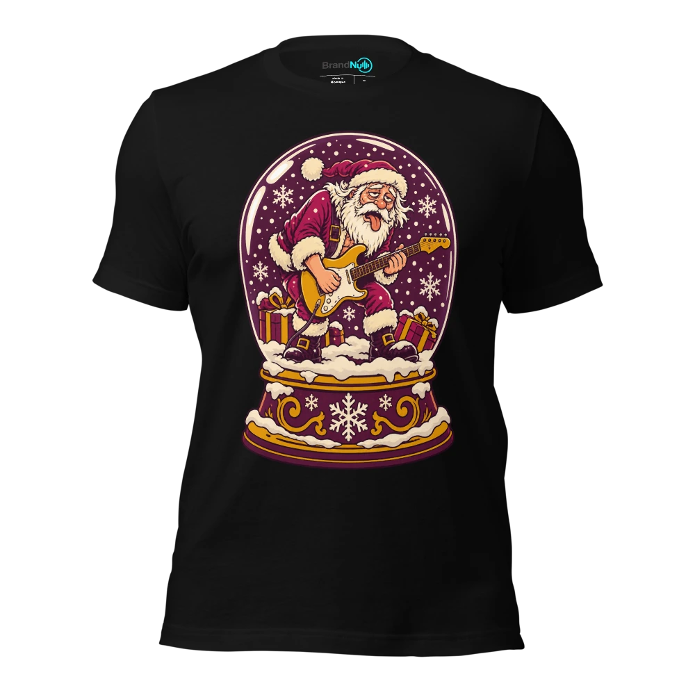 A snow globe containing an exhausted miniature guitarist T-SHIRT