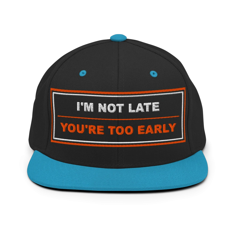 I'm Not Late, You're Too Early - BrandNu Classic Snapback - Black/ Teal