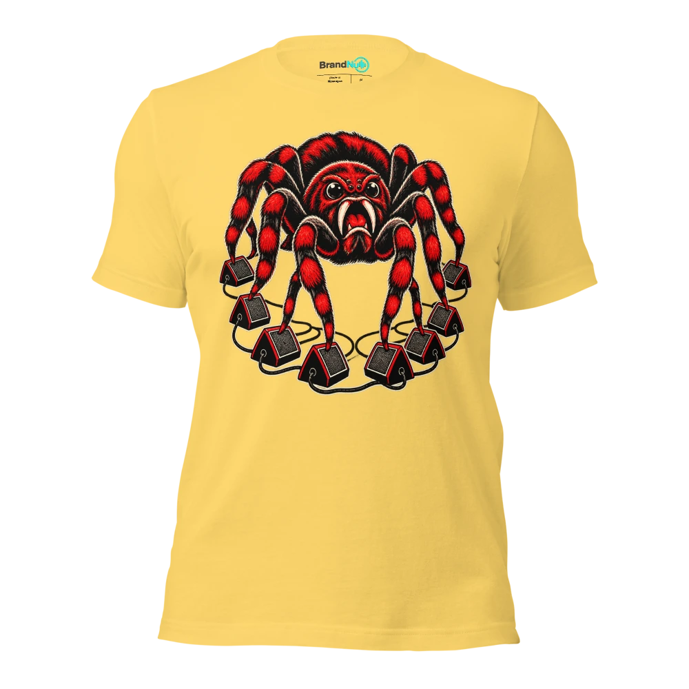 THE TARANTULA HAS REQUESTED EIGHT STAGE MONITORS T Shirt Yellow Front