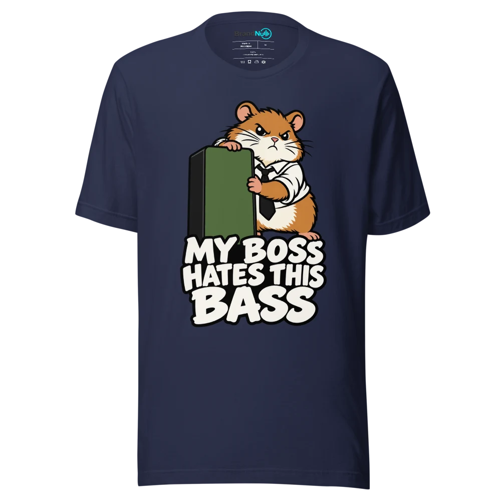 MY BOSS HATES THIS BASS T Shirt Navy Front