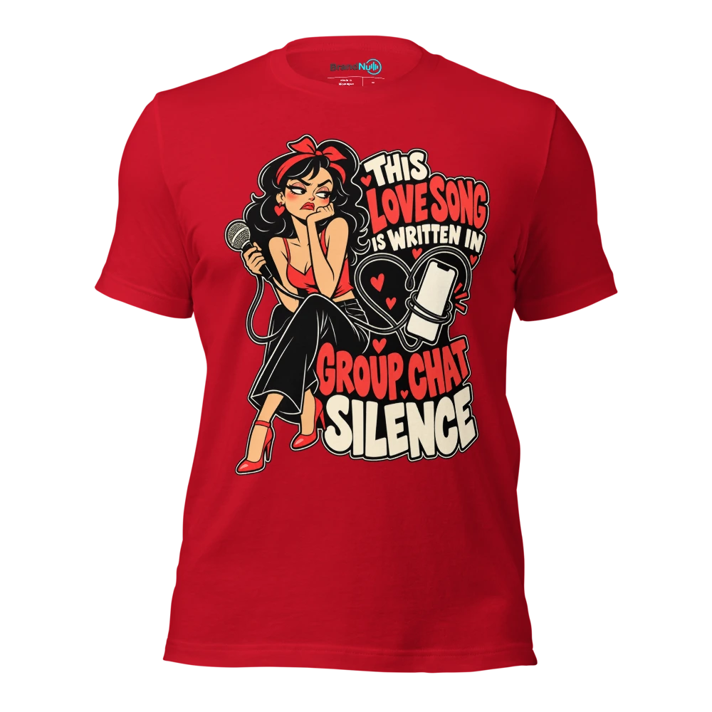 THIS LOVE SONG IS WRITTEN IN GROUP CHAT SILENCE T Shirt Red Front