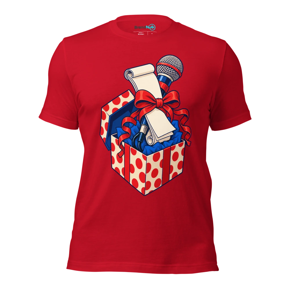 THIS GIG FEE IS A GIFT WRAPPED INVOICE PAD T Shirt Red Front
