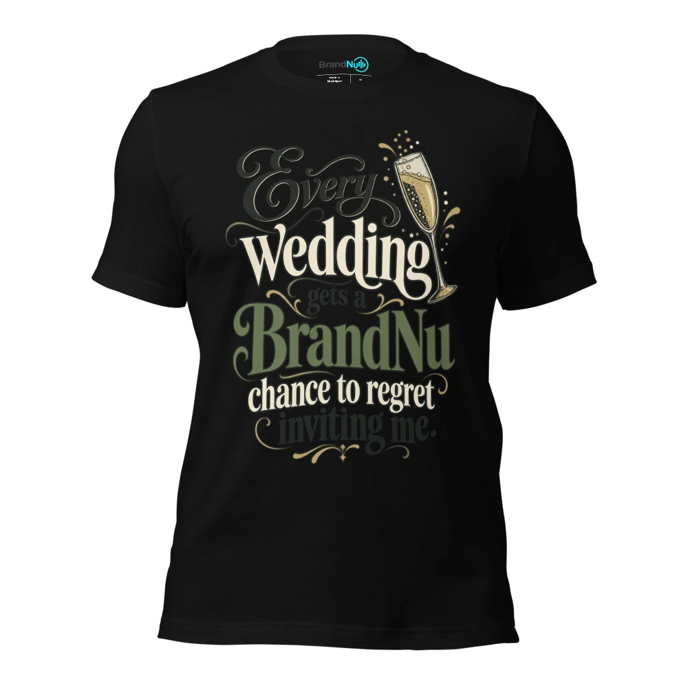 Every wedding gets a BrandNu chance to regret inviting me T Shirt Black Front