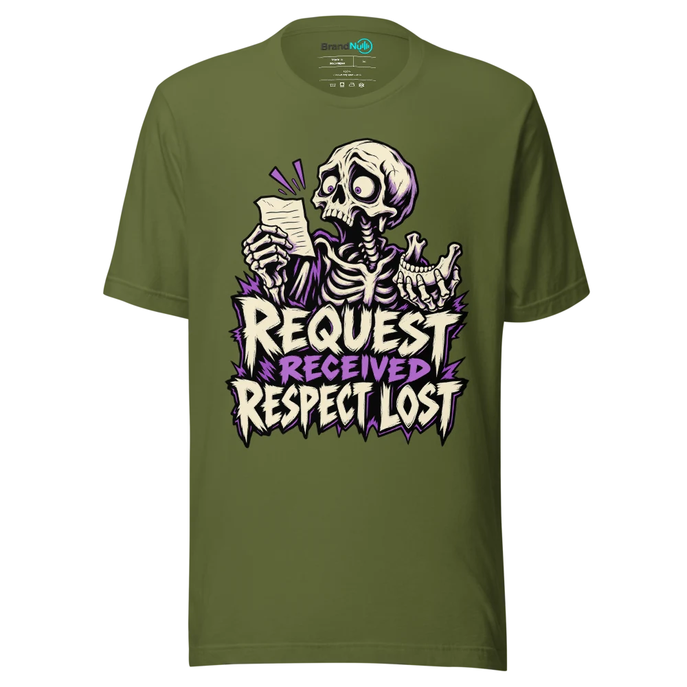 REQUEST RECEIVED RESPECT LOST T Shirt Olive Front