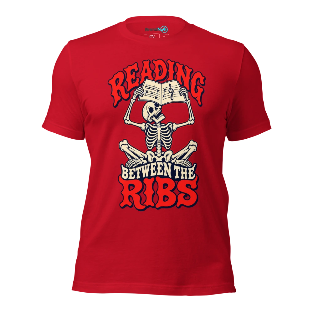 READING BETWEEN THE RIBS T Shirt Red Front