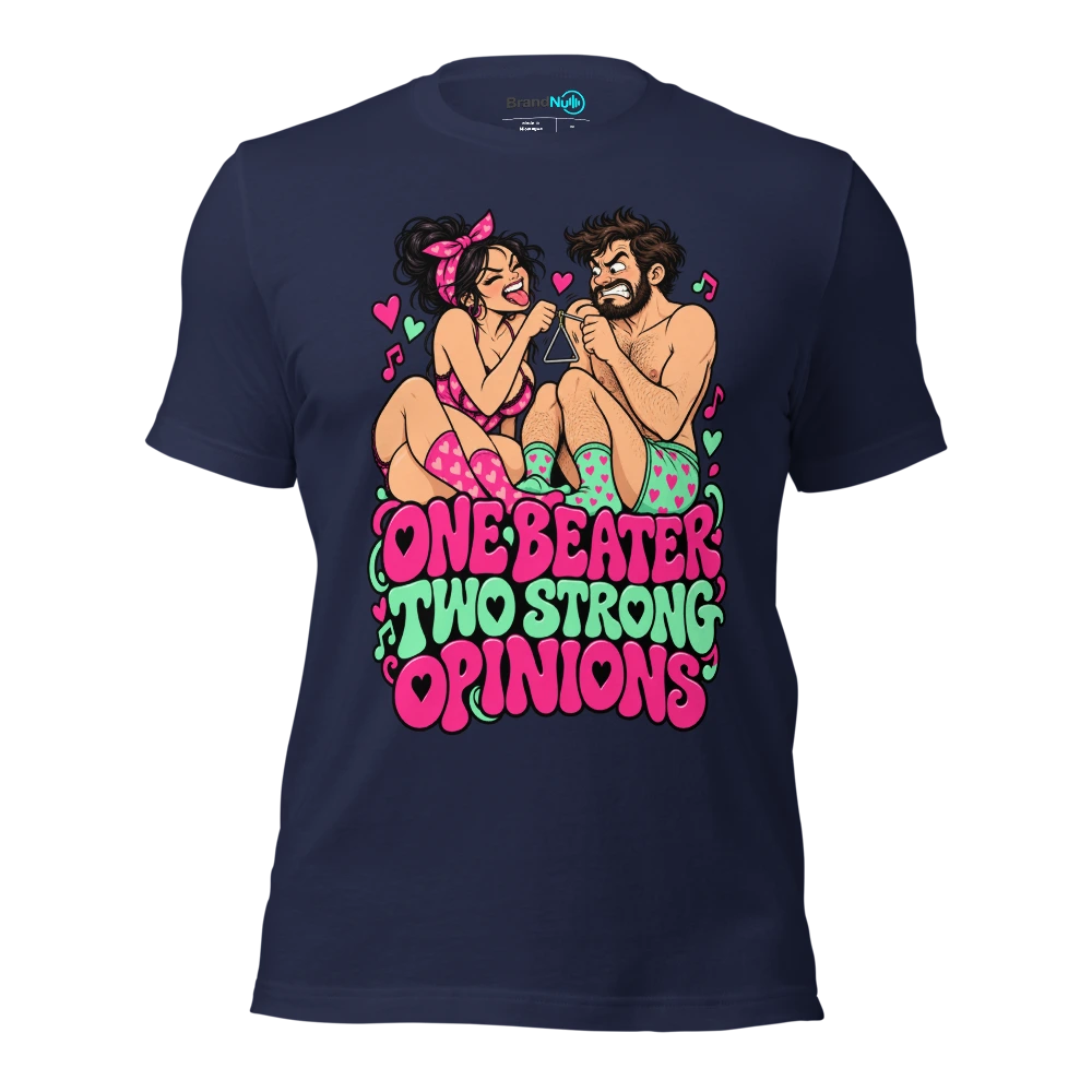 ONE BEATER TWO STRONG OPINIONS T Shirt Navy Front