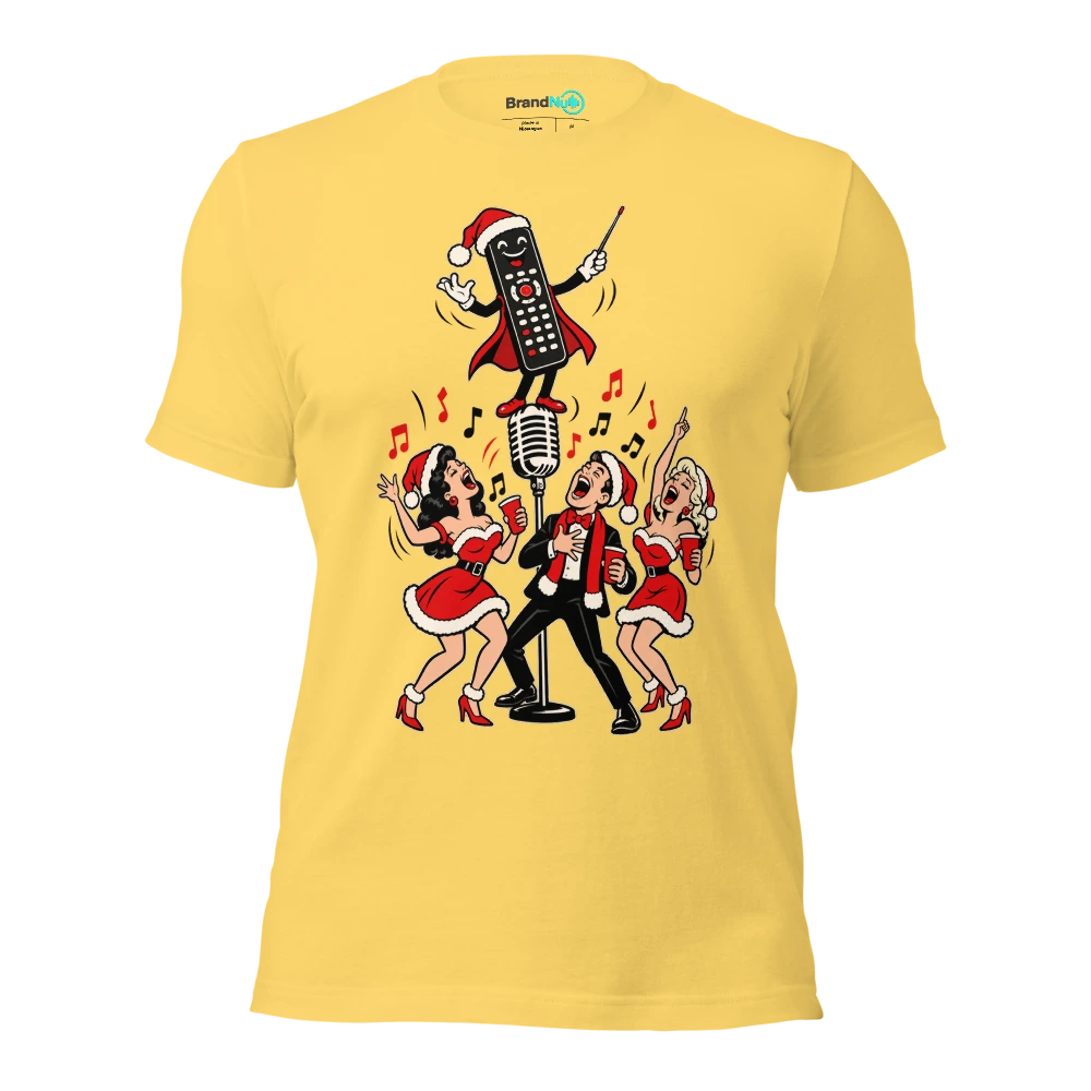 THE TV REMOTE IS OUR NEW MUSICAL DIRECTOR T Shirt Yellow Front