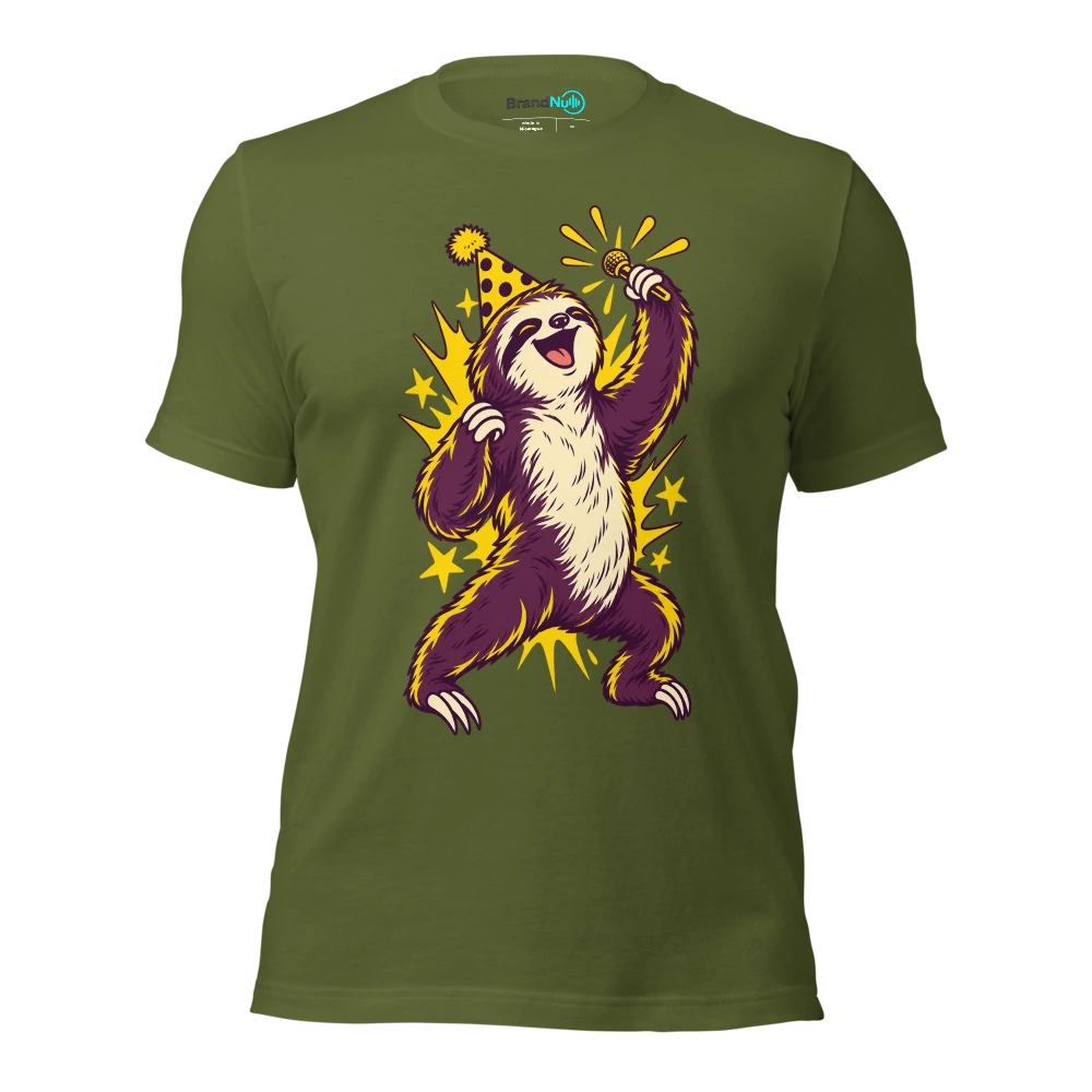 THE PARTY SLOTH HAS BEATEN ME TO LAST ORDERS T Shirt Olive Front