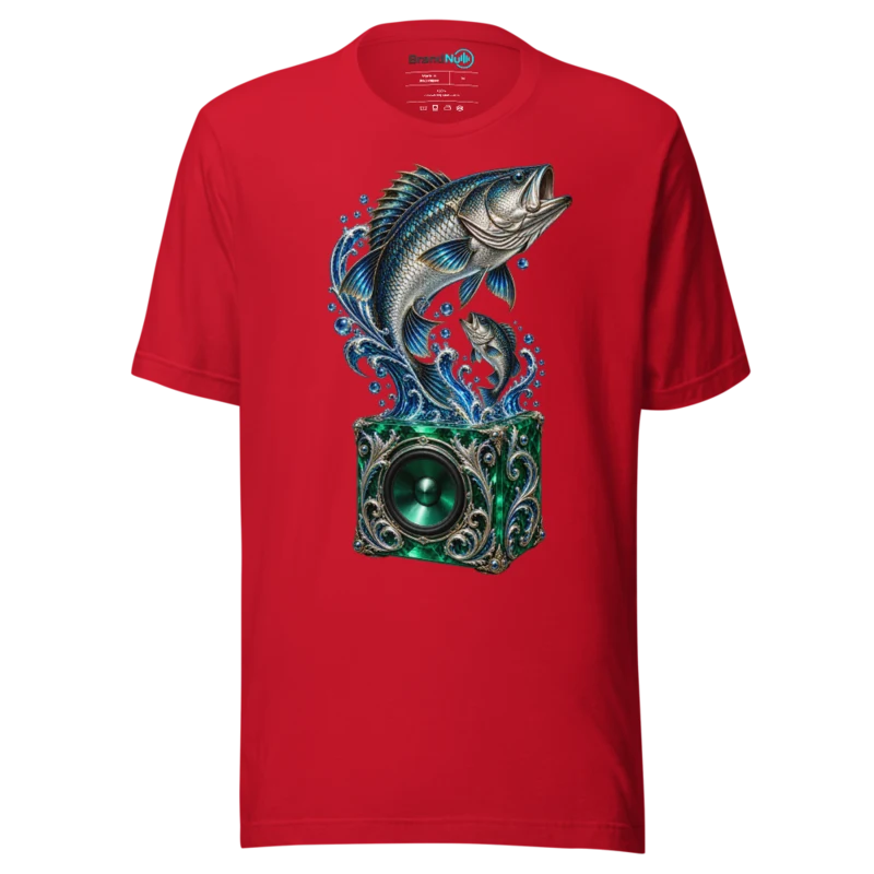 Big Fish Small Fish Cardboard Box T Shirt - Speaker Splash Edition - Red