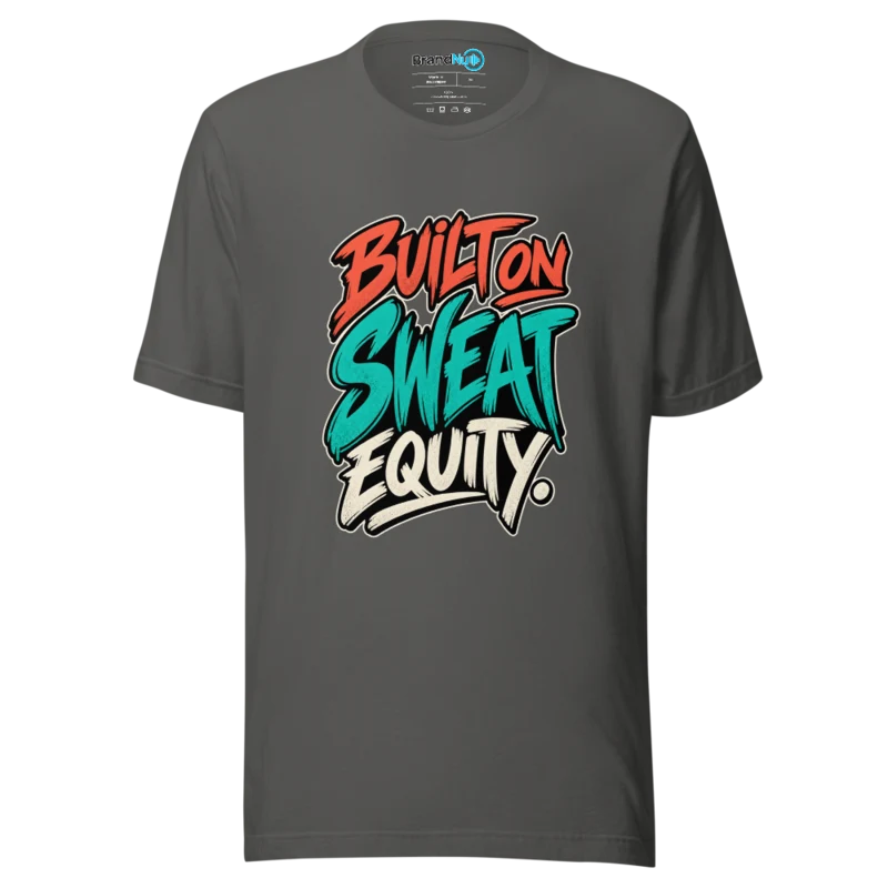 Built On Sweat Equity T Shirt Asphalt Front
