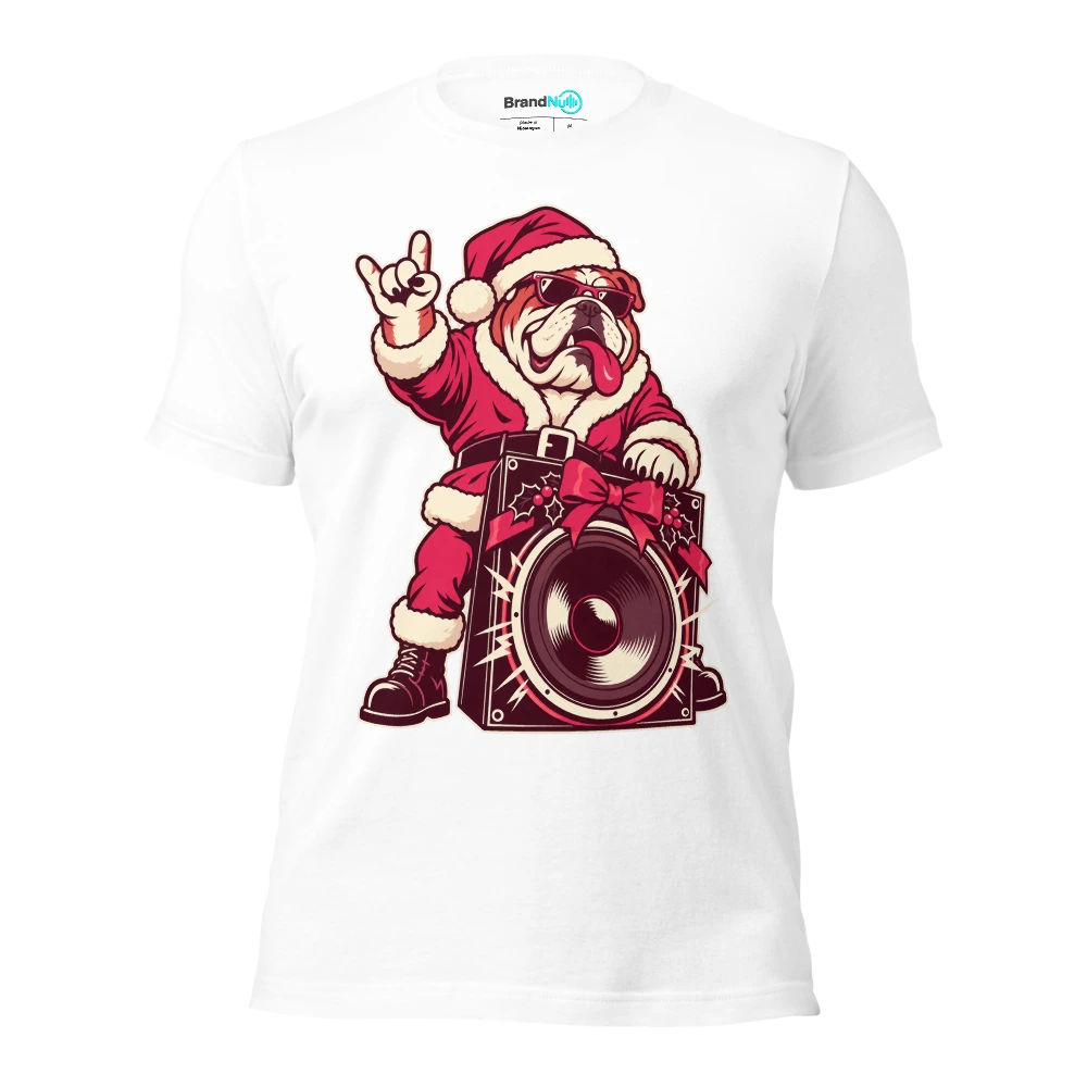 SANTA PAWS WANTS HEAVIER BASS T Shirt White Front