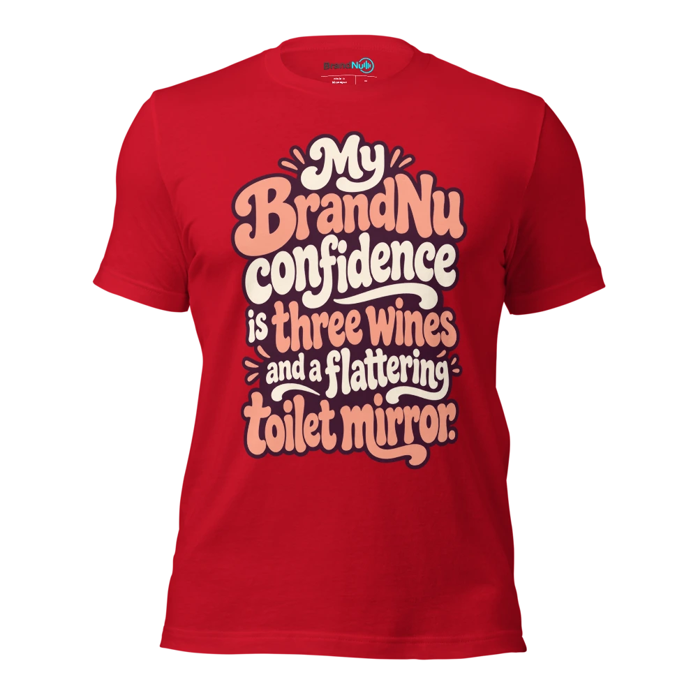 My BrandNu confidence is three wines and a flattering toilet mirror T Shirt Red Front