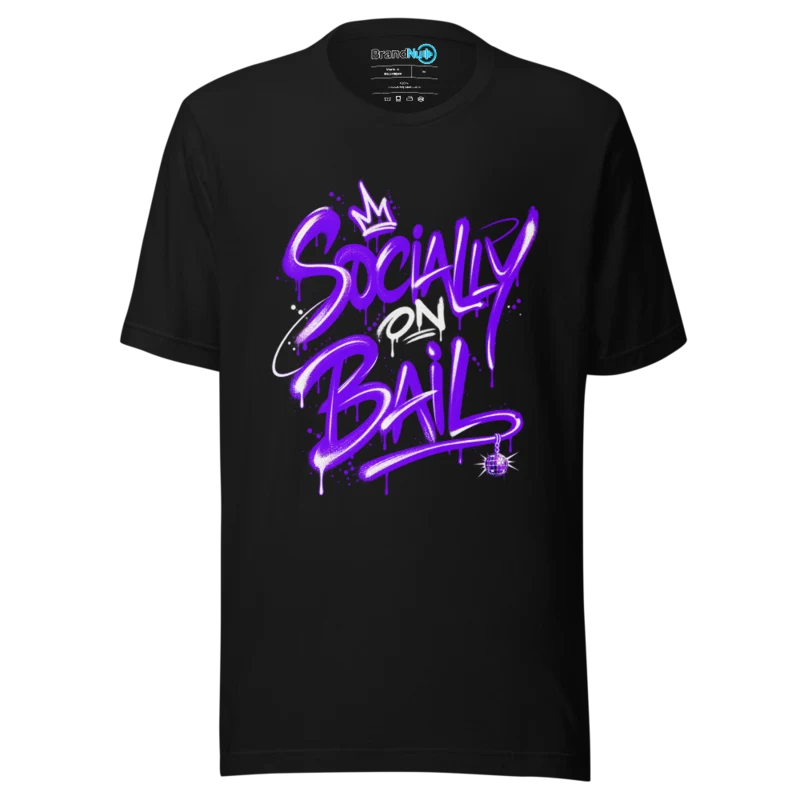 BrandNu Socially on Bail – Rave Slogan T-Shirt - Black