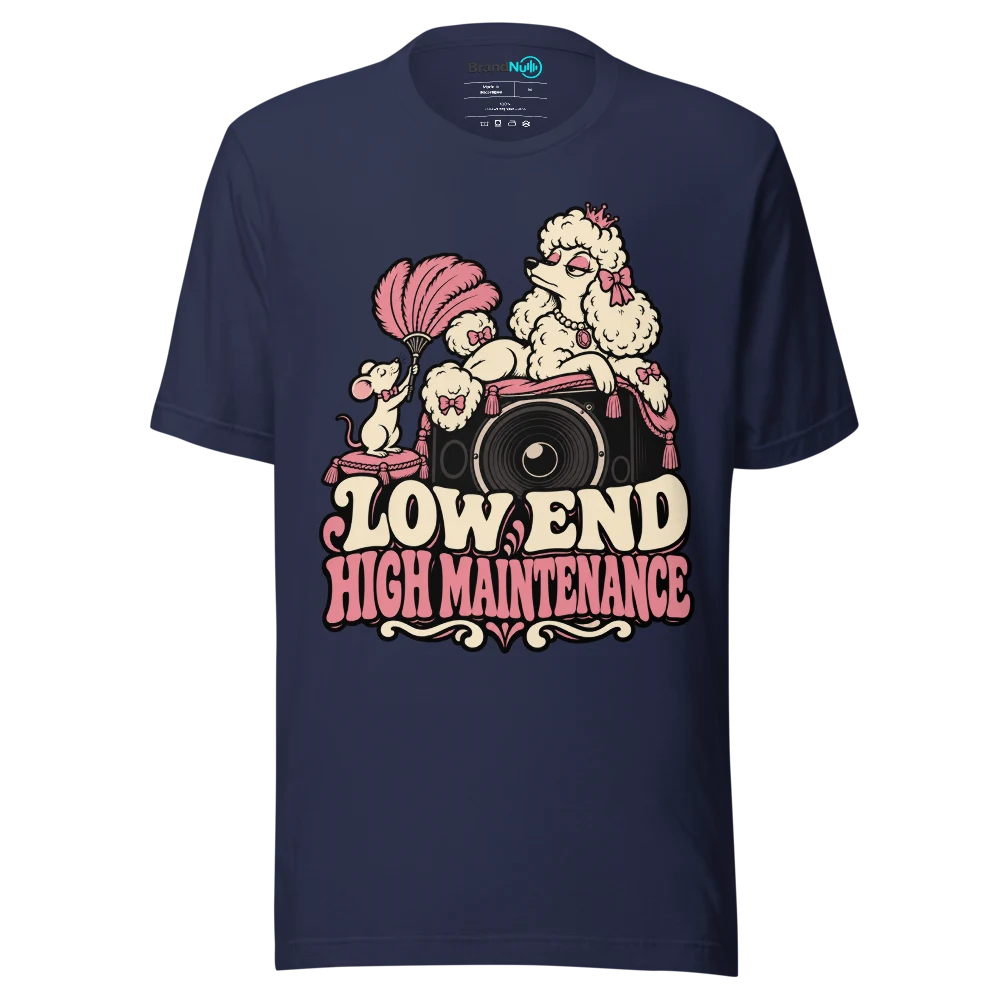 LOW END HIGH MAINTENANCE T Shirt Navy Front