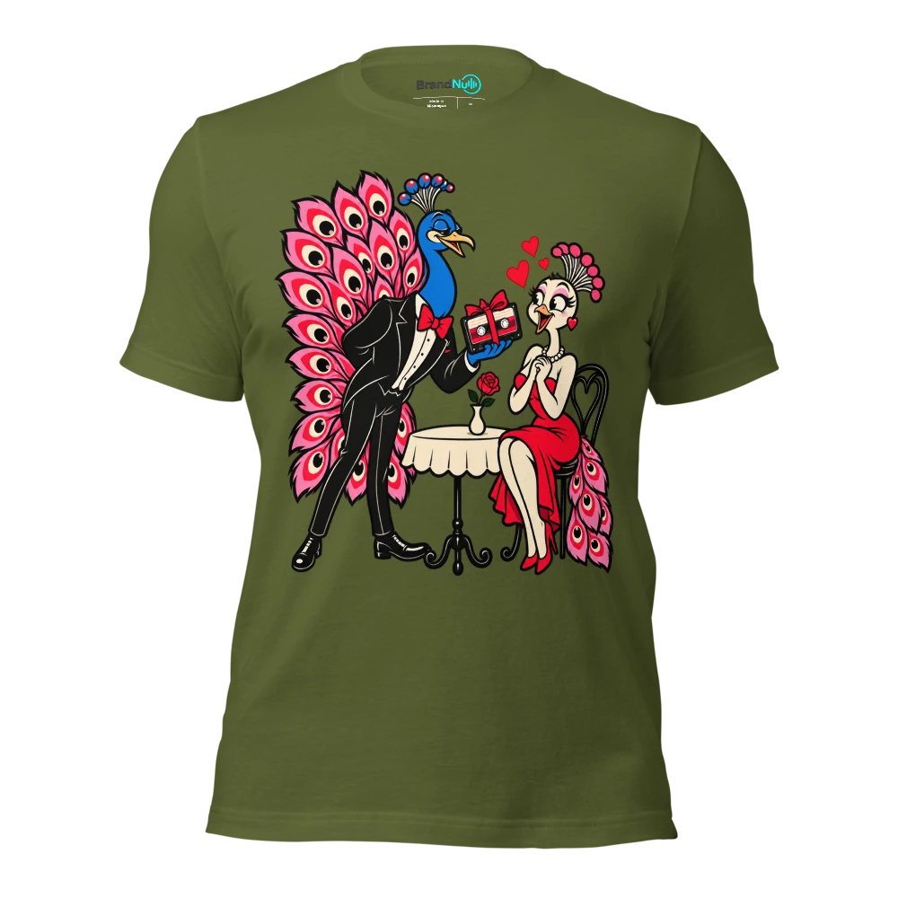 THE PEACOCK BROUGHT A DEMO TO THE DATE T Shirt Olive Front