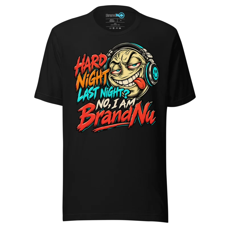 T-Shirt with Hard Night Last Night Design Black front