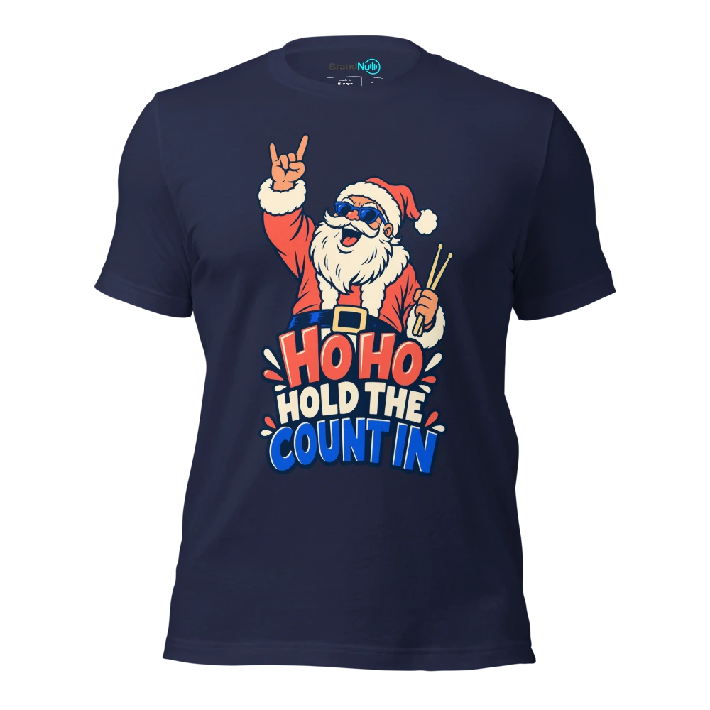 HO HO HOLD THE COUNT IN T Shirt Navy Front