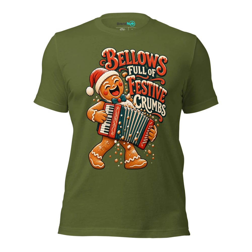 BELLOWS FULL OF FESTIVE CRUMBS T Shirt Olive Front