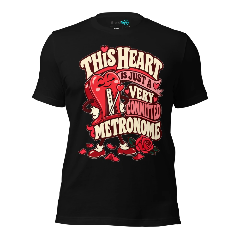 THIS HEART IS JUST A VERY COMMITTED METRONOME T Shirt Black Front
