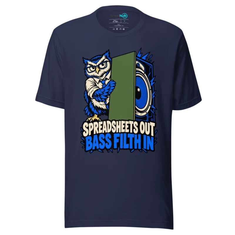 SPREADSHEETS OUT BASS FILTH IN T Shirt - Navy