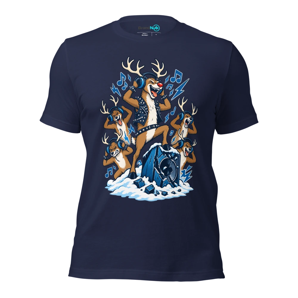 THE REINDEER HAVE UNIONISED OVER THE PLAYLIST T Shirt Navy Front