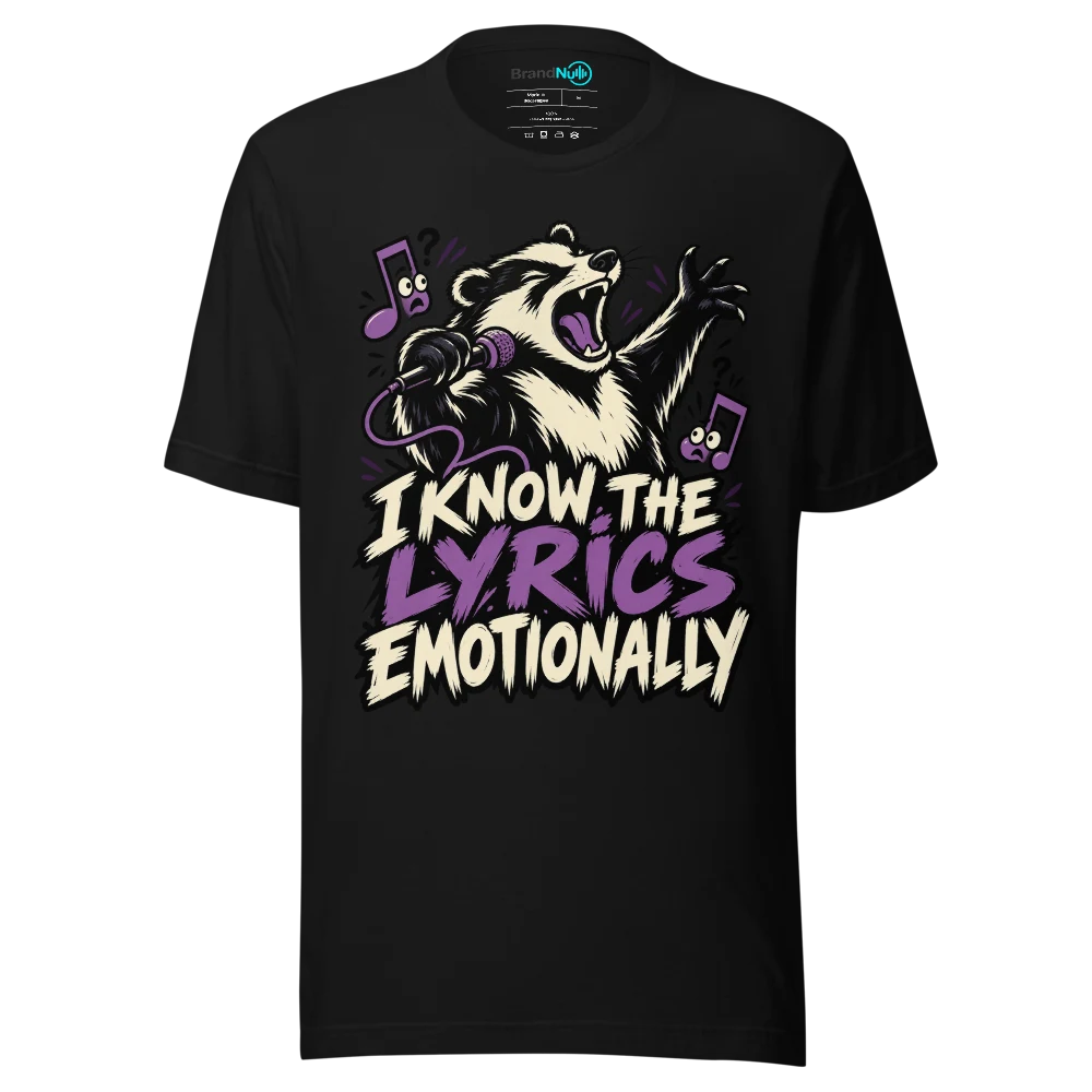 I KNOW THE LYRICS EMOTIONALLY T Shirt Black Front